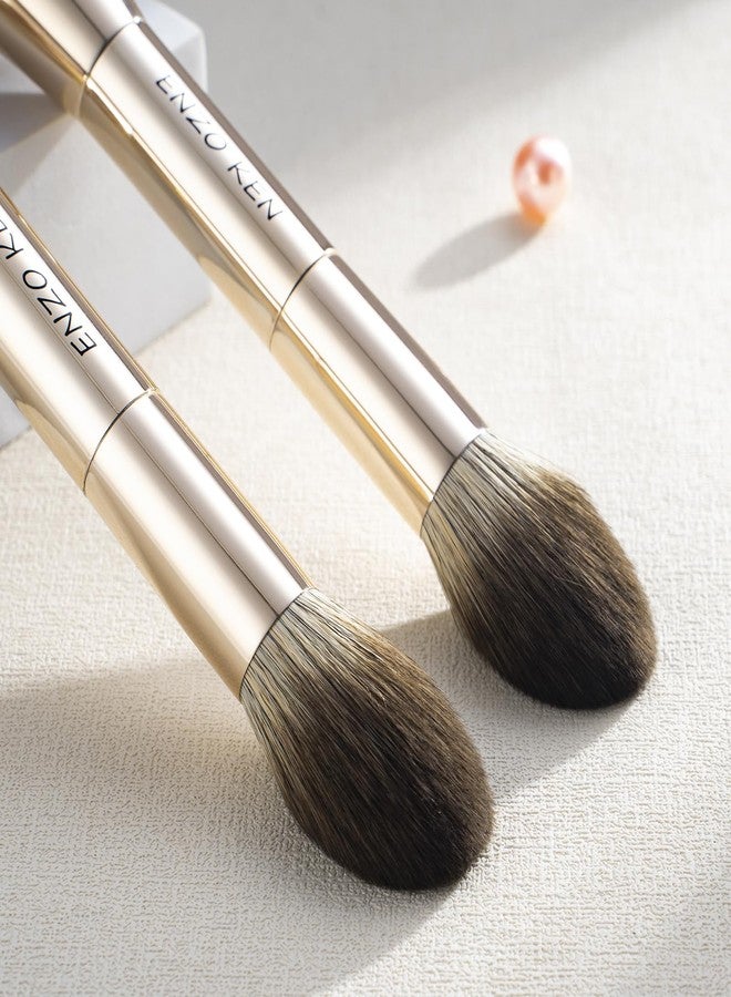 ENZO KEN Double Ended Blush and Bronzer Brush, Makeup Brush for Blush Makeup, Double Sided Makeup Brushes, Cream Contour Brush Gold, Fluffy Bronzer Blush Brush for Cheeks, Bronzing - 124B - Image 4